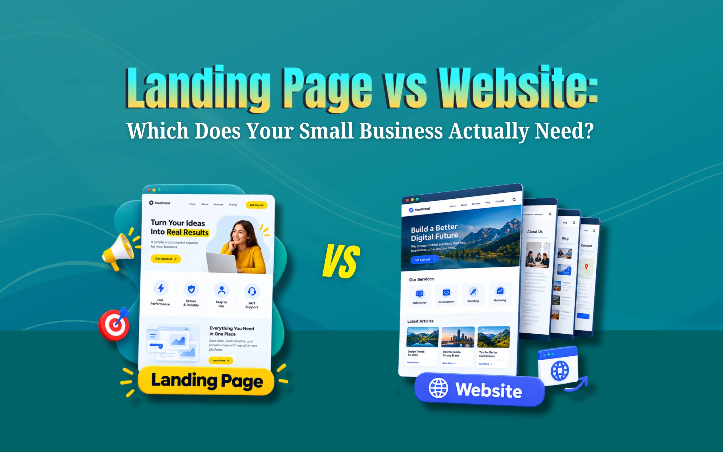 landing page vs website small business